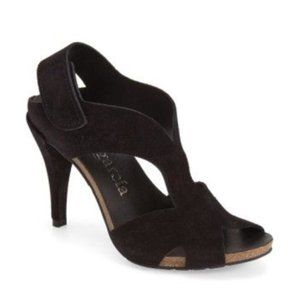 Pedro Garcia Yolanda Heeled Sandals Black Suede Size 37/ 7